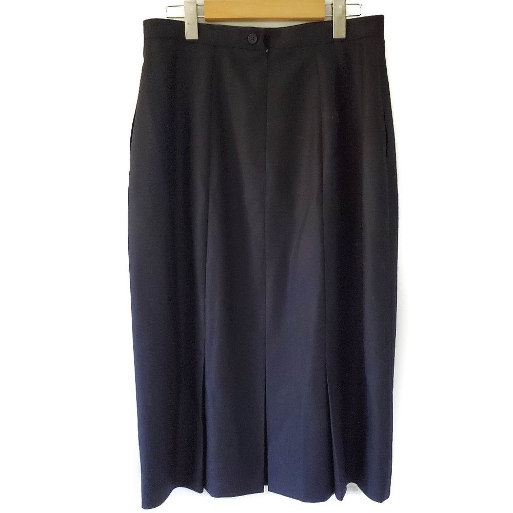 Henry White 100% Wool Black Pleated Skirt Size 14